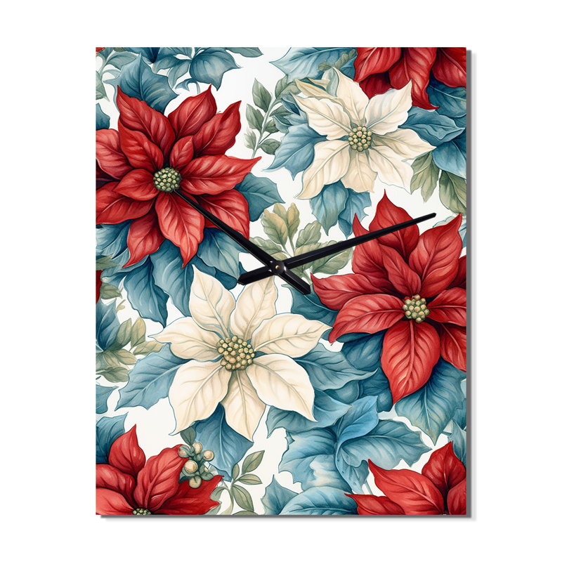 Poinsettia Passion I - Horloge murale florale, Médium