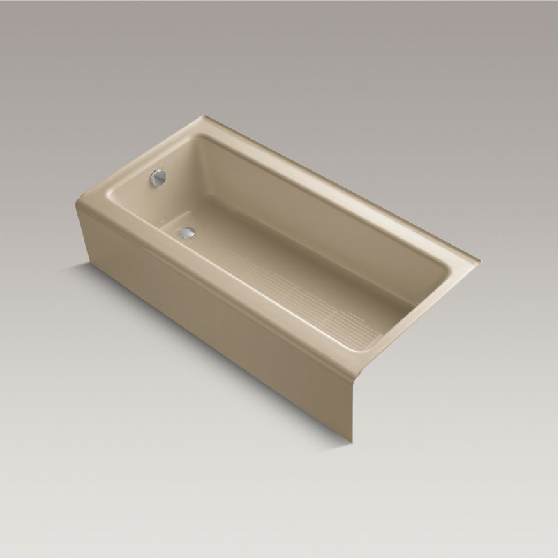 Bellwether 60" x 30.25" Alcove Soaking Cast Iron Bathtub, Mexican Sand, Left
