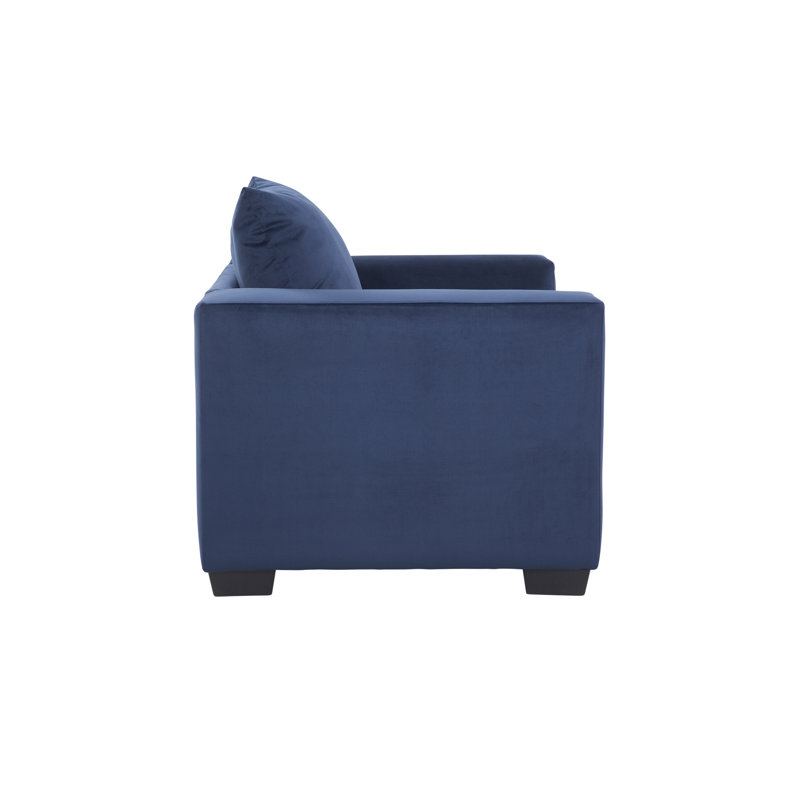 Blue Microfiber Oversized Accent Chair with Wood Legs