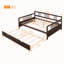 Lit double en bois avec lit gigogne simple, cadre en pin durable et conception peu encombrante pour une utilisation polyvalente-652718013