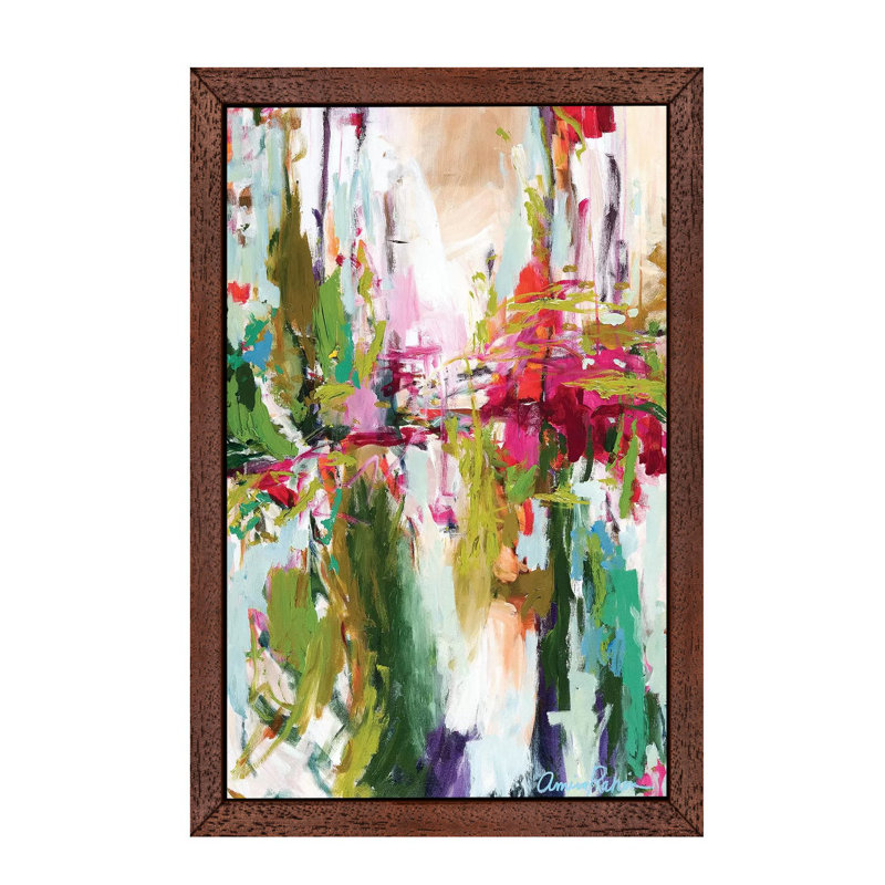 Point Of Attraction by Amira Rahim - Floater Frame Painting on Canvas, 152.5 cm H x 101.5 cm W, Brown Framed