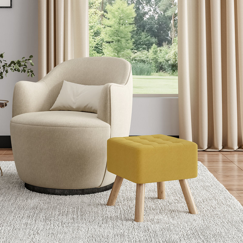 Linen Upholstered Bench, Yellow