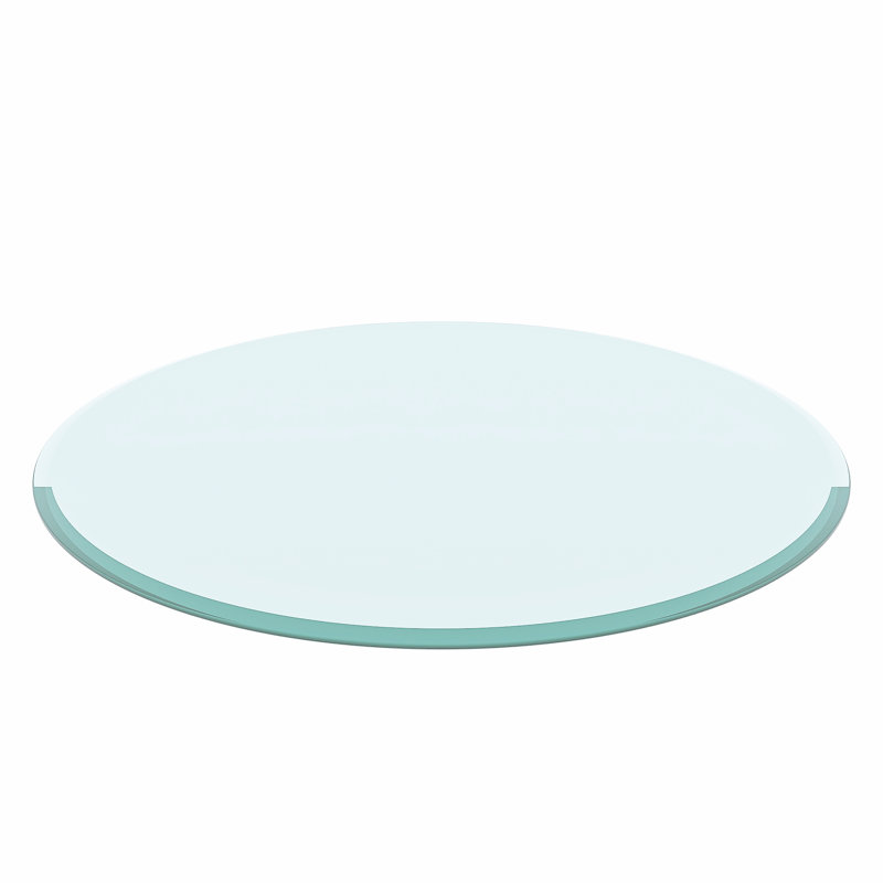 Plateau de table rond en verre trempé, 0.48" H x 31.9" W x 31.9" D, Transparent