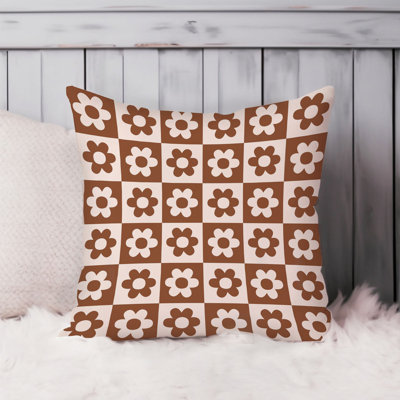 Floral Retro 70s Flowers Pattern II Retro Throw Pillow Cover