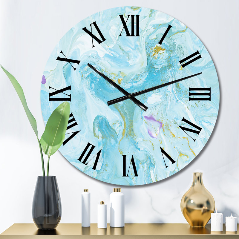 Horloge murale moderne Turquoise Marble, Petit