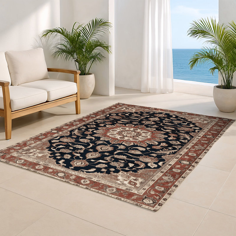 Tapis d'intérieur et d'extérieur brun Persian, Rectangle 5 pi x 7 pi