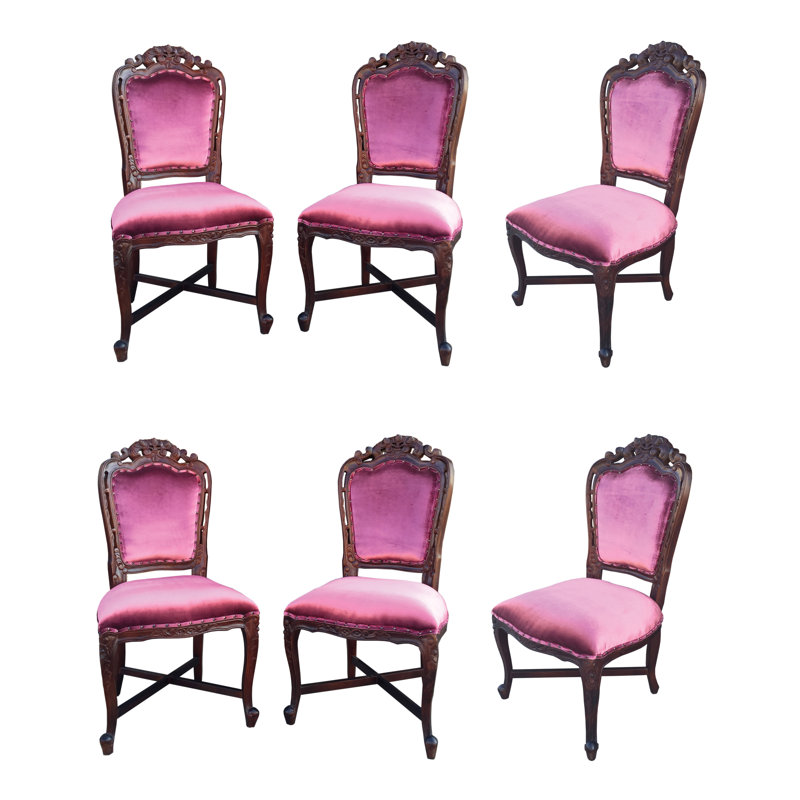 20'' H Velvet Upholstered Mahogany Side Chair