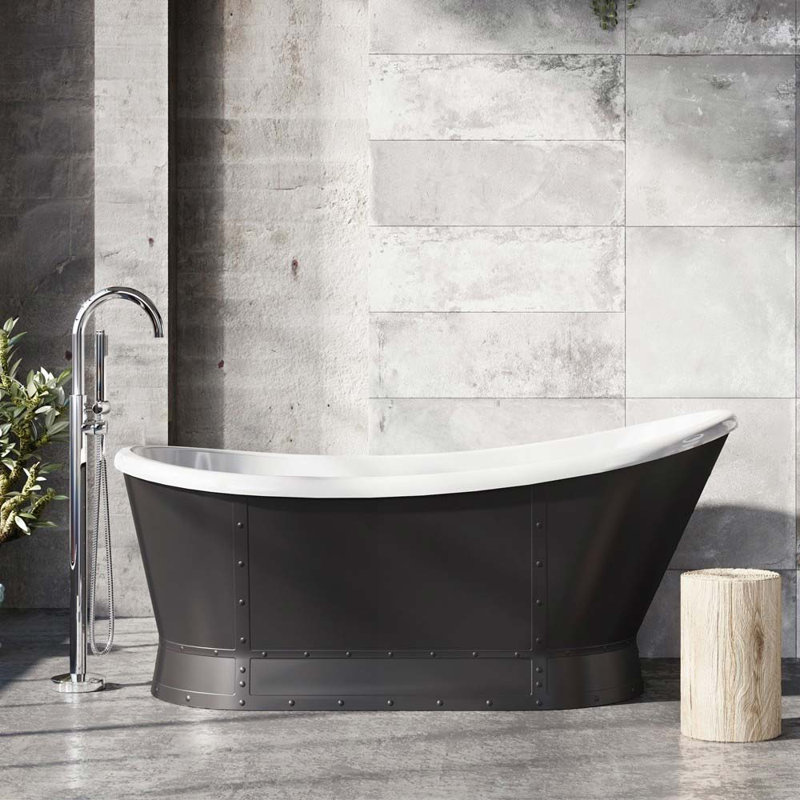 1676mm x 780mm Soaking Acrylic Bathtub, Black
