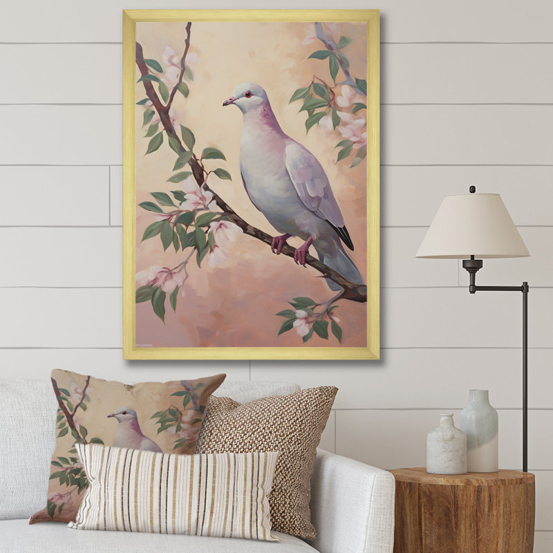Impression sur toile Dove, Cadre doré simple, H 44 po x l 34 po x P 1,5 po