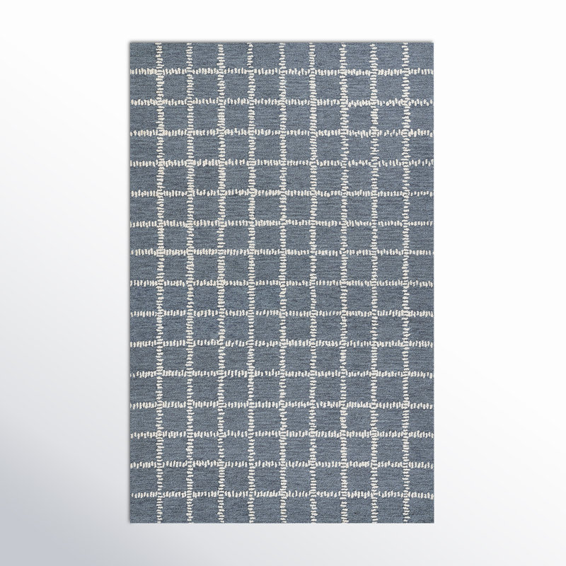 Lanora Hand Tufted Blue Wool Geometric 9' x 12' Rug