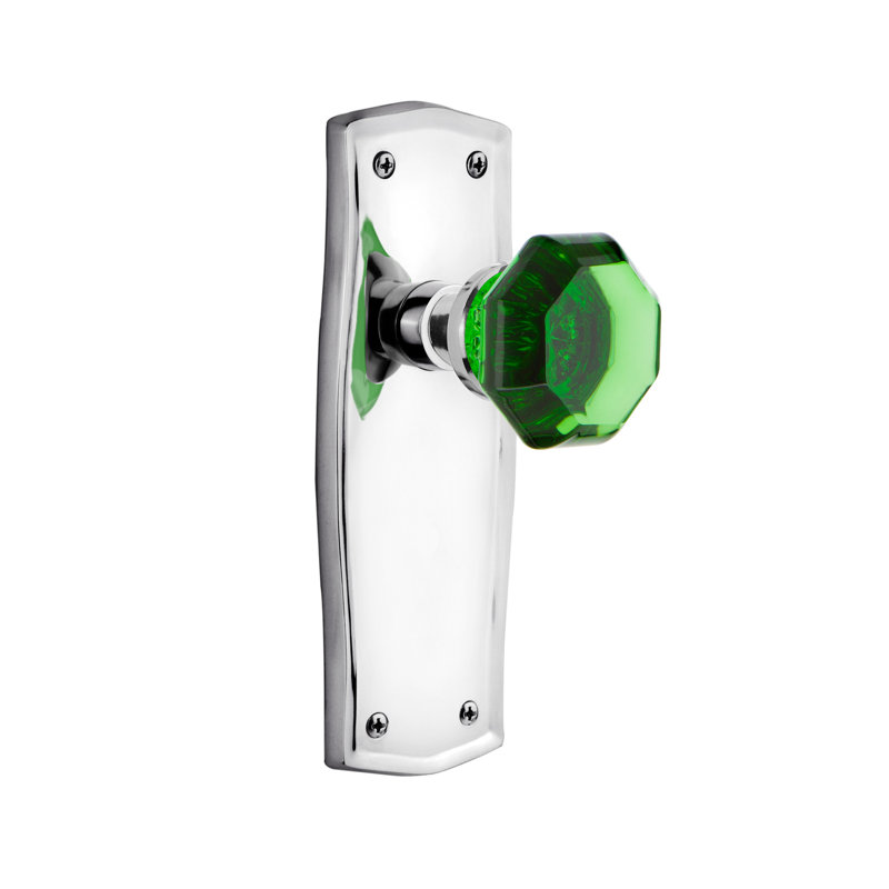 Prairie Plate with Waldorf Emerald Door Knob, Bright Chrome, 2-3/4”