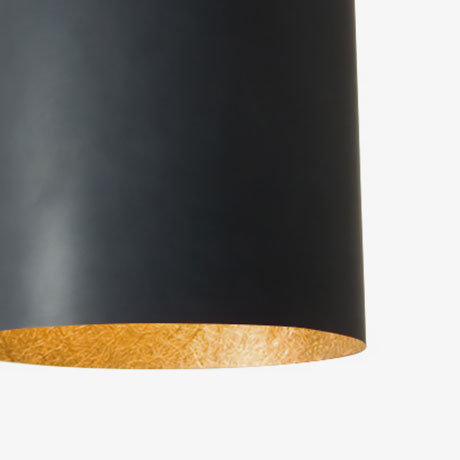 1 - Light Black Drum Pendant, Black/Gold