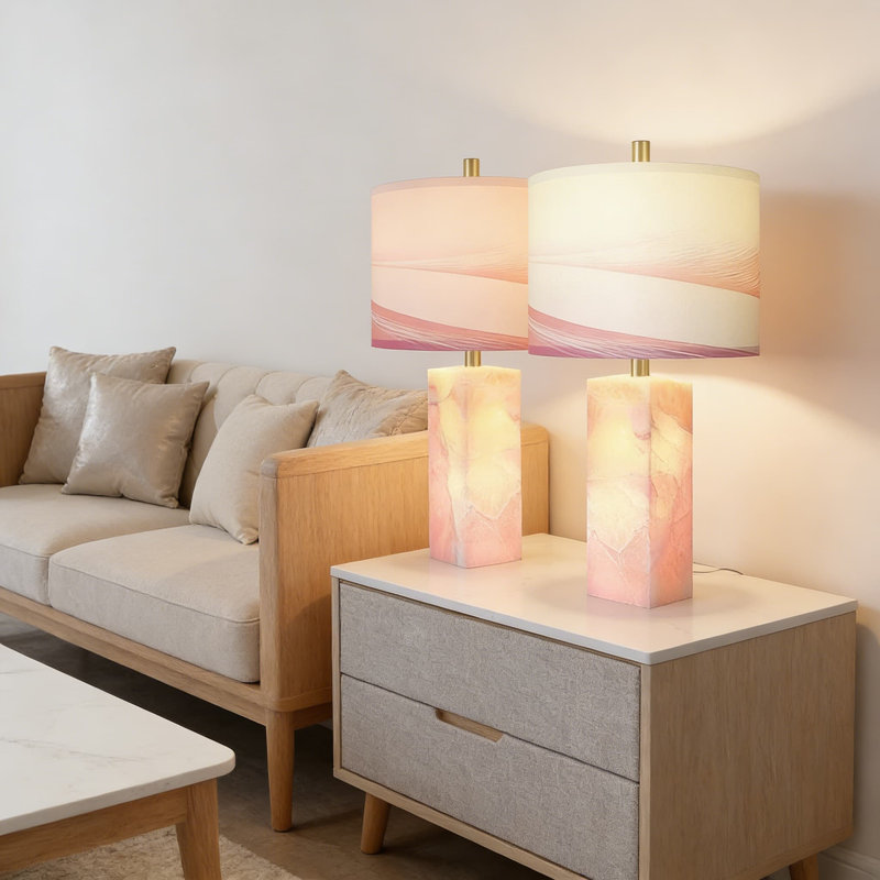 Ensemble de 2 lampes de table Scenekoy Modern, Rose, Rose, Rotatif