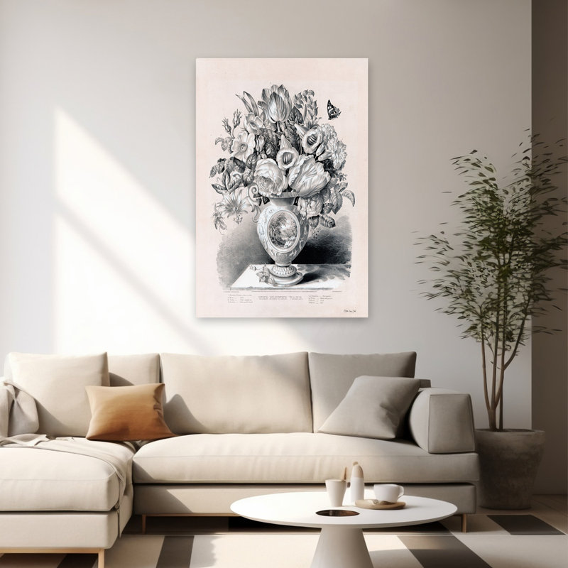 «The Flower Vase», art botanique rétro, H 60 po x l 40 po