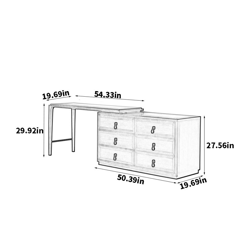 Solid Wood Retractable Bedroom Dresser
