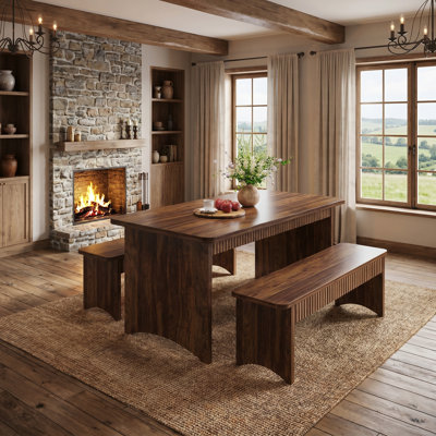 55.1" Dining Table Set with 2 Benches