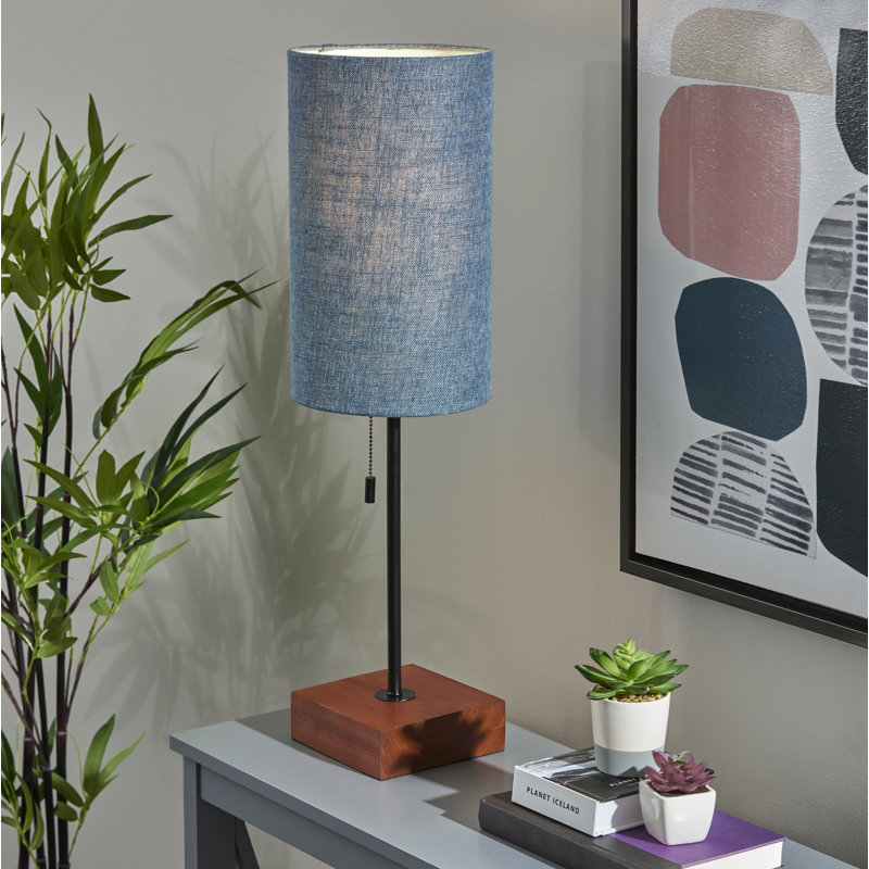Henleaze Metal USB Table Lamp, Textured Blue