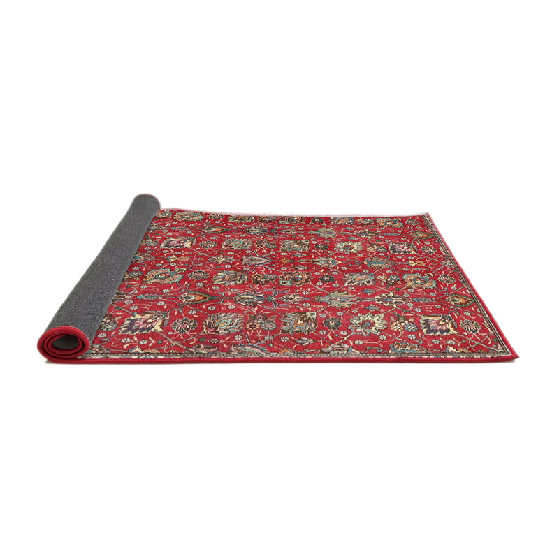 Tapis rouge / brun / bleu, Rond 5 pi