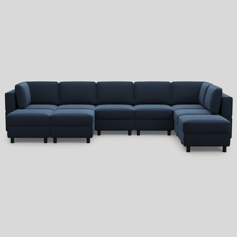Sectional Sofa Livingroom Coner Couch With Storage Ottomans, Green Corduroy