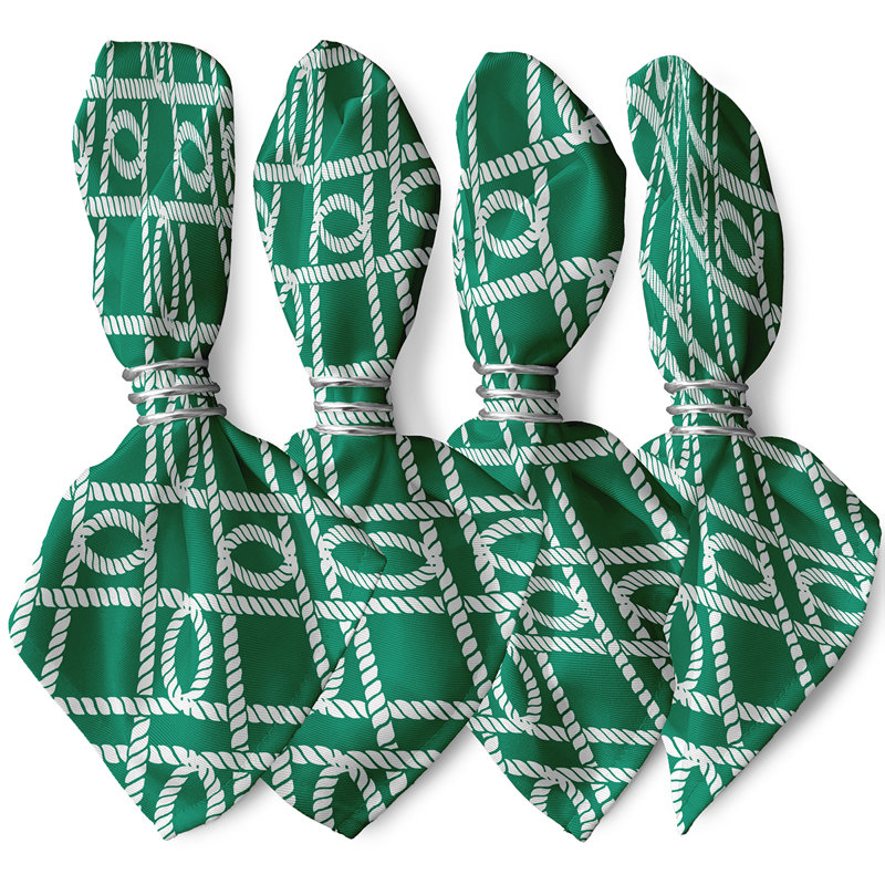 Harrison Polyester Geometric Square Napkin, Green