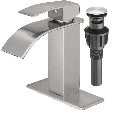 Robinet pour salle de bain à 1 trou en nickel brossé