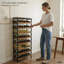 48 Bottle Freestanding Bamboo and Metal Wine Rack with Top Shelf