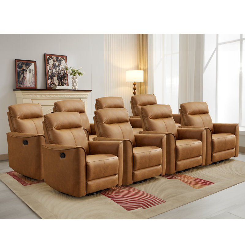 Siège de cinéma inclinable 31,5 po, Brun / microfibre / microsuède à coutures brunes