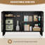 Buffet en métal l 53,2 po avec porte vitrée, tablettes réglables, lumière DEL COB-34617360