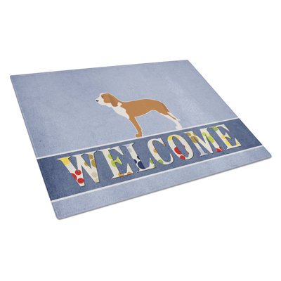 Planche à découper en verre à caroline espagnol en verre trésors Welcome Dog