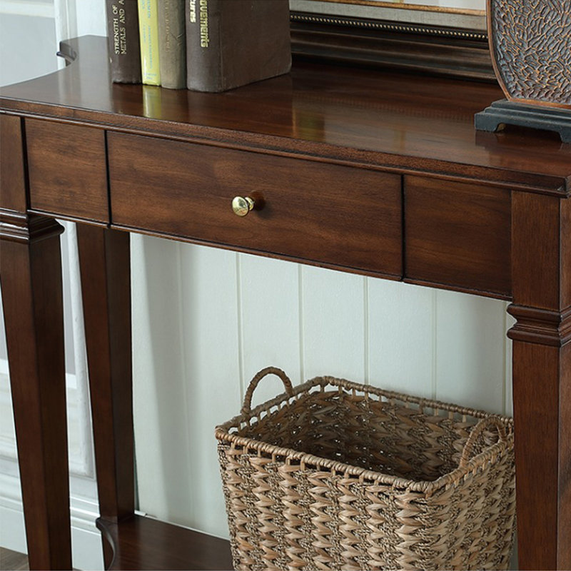 Classical Minimalist Solid Wood Console Table, Brown, 35.43" H x 47.24" W x 16.14" D