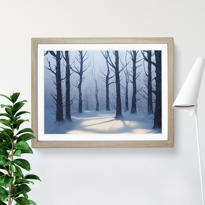 XH1022-10210X Winter Forest Snow Vol.3 - Single Picture Frame Print, 46cm H x 64cm W x 2cm D, Oak