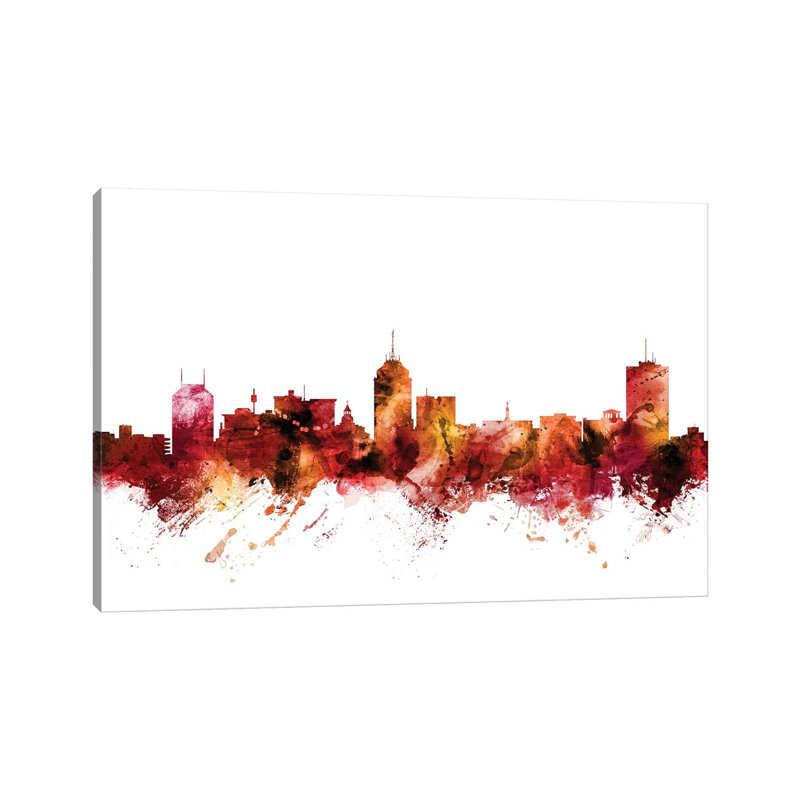 Fresno, California Skyline by Michael Tompsett - Wrapped Canvas Gallery-Wrapped Canvas Giclée, 20.32 cm H x 30.48 cm W