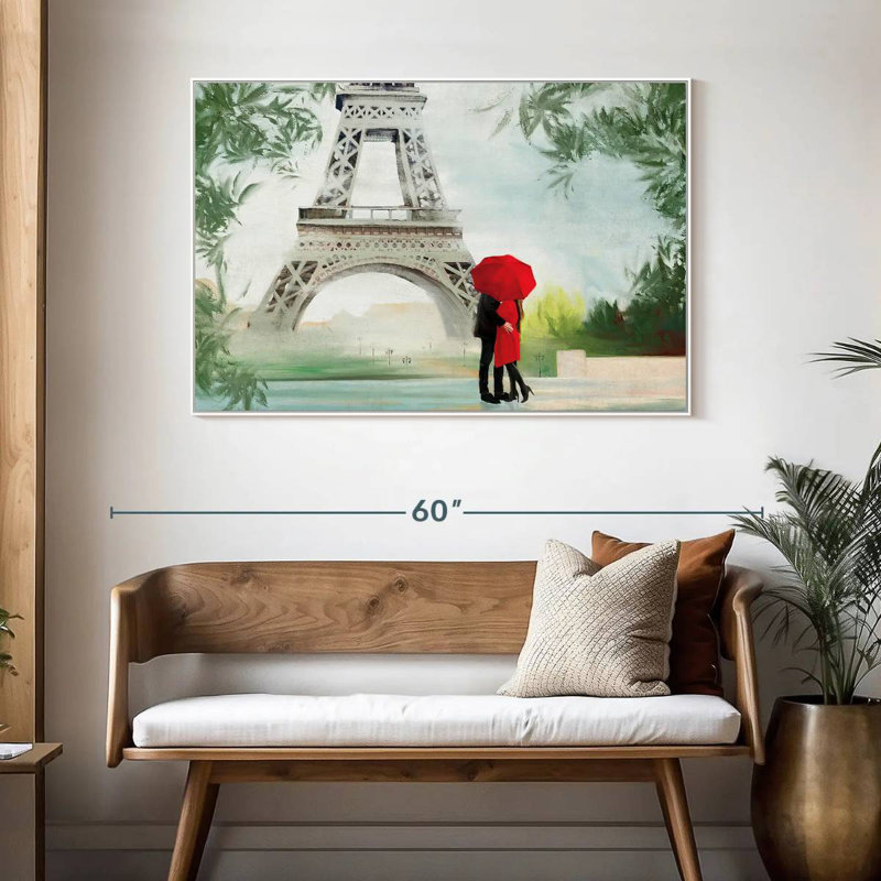 Romance tropicale à Paris, 46 po x 31 po, Cadre flottant blanc