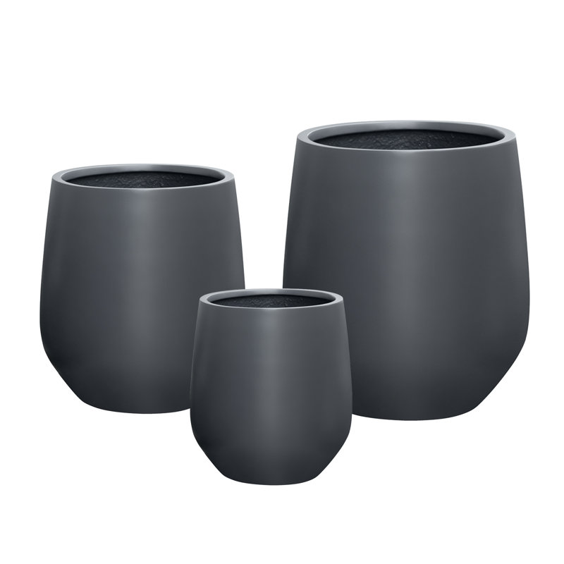 Dorlis Fiberstone Pot Planter, 12" H x 11" W x 11" D, Charcoal