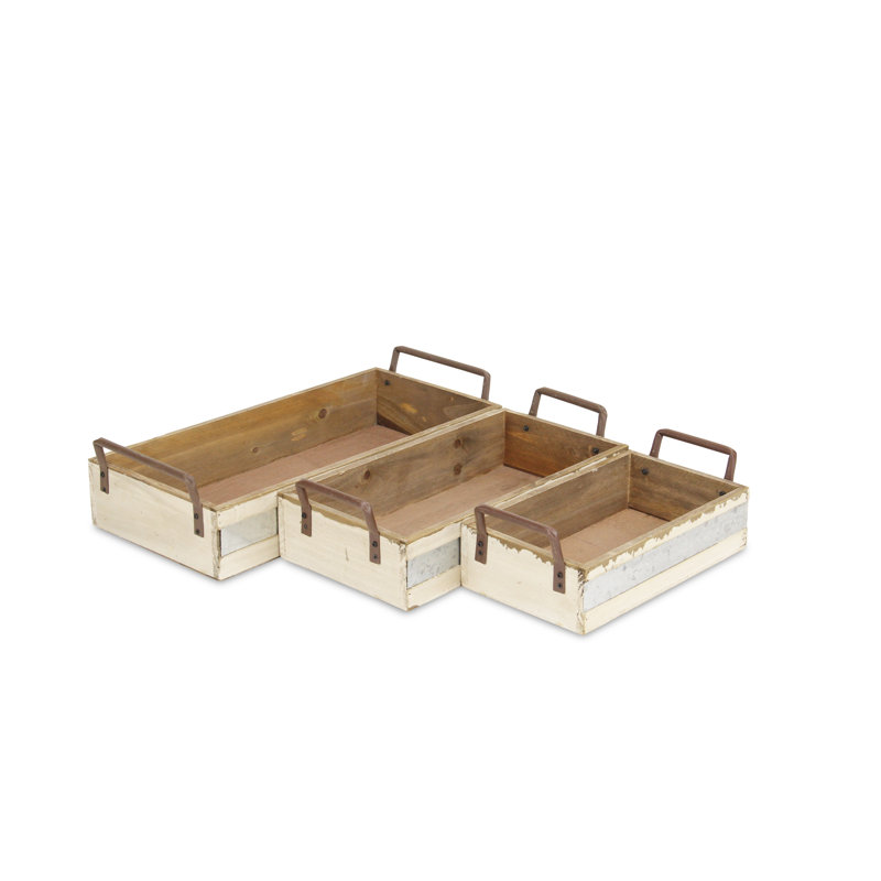 August Grove Solid Wood Crate, Large