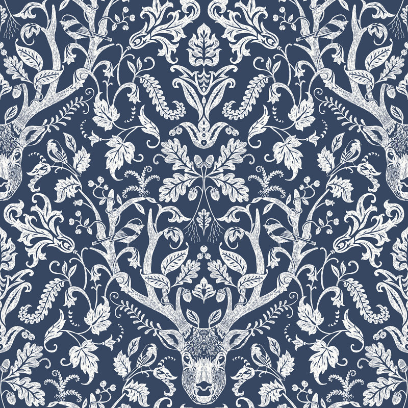 Rouleau de papier peint lisse Whitehurst, Bleu marine