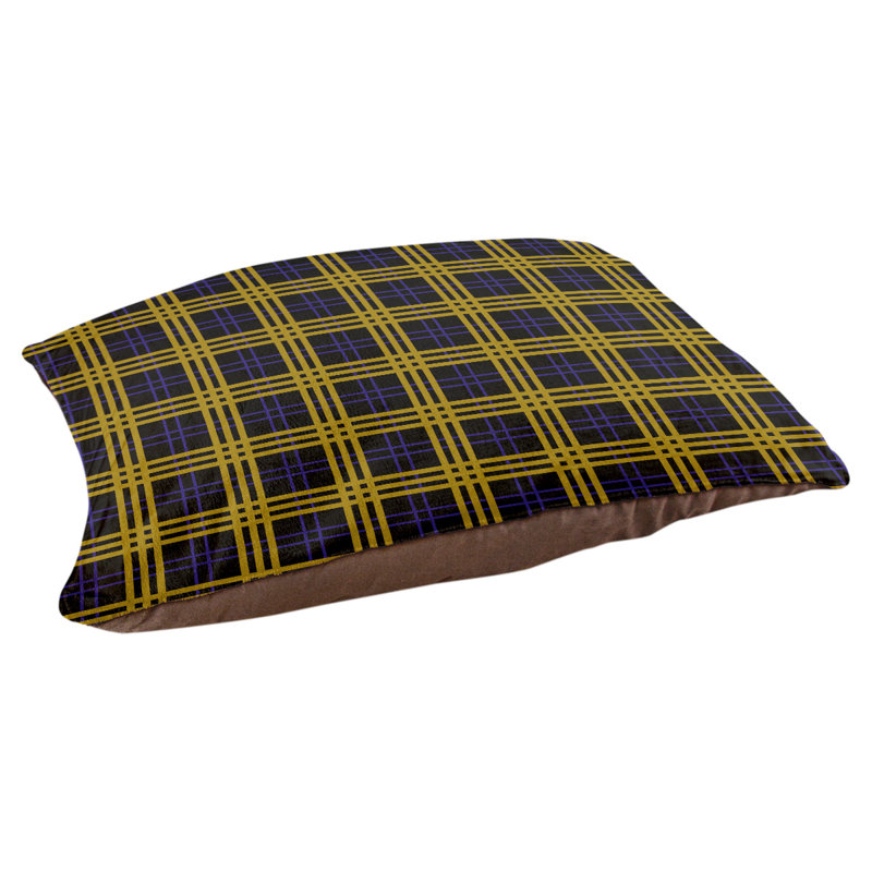 Lit pour chat Baltimore Designer, Grand L 52 po x l 42 po, Jaune / mauve foncé, Utilisation intérieure seulement