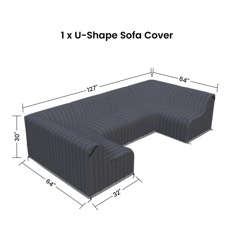 Housse pour canapé modulaire d'extérieur en U 124 po Praia Essie
