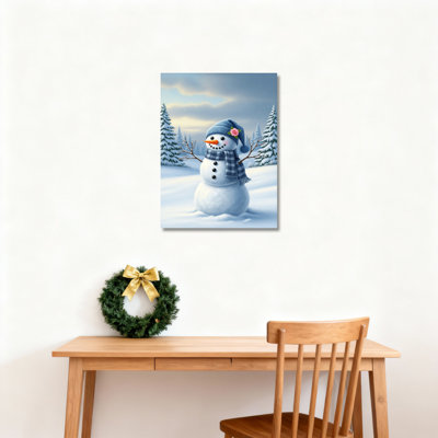 «Snowman Winter Landscape», art mural sur toile