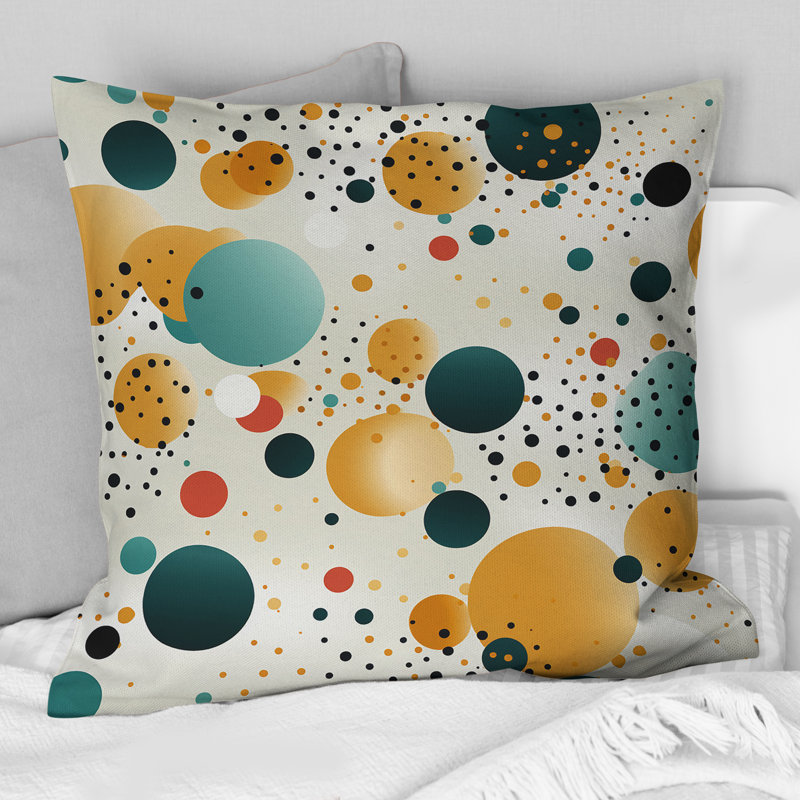 Polka Dots Throw Pillow, 16"H x 16"W