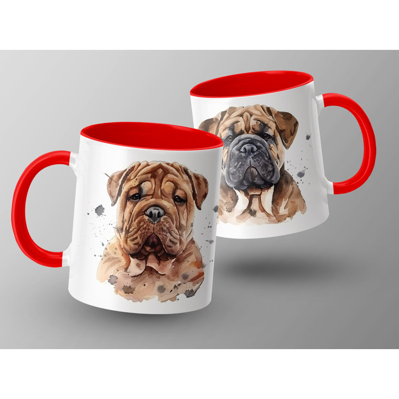 Watercolor Bullmastiff Dogs Pet Art Design 11oz Coffee Mug, 3