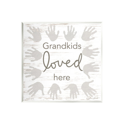 Grandkids Loved Here Fun Family Grandparents Handprints by Annie Lapoint - Unframed Graphic Art on MDF