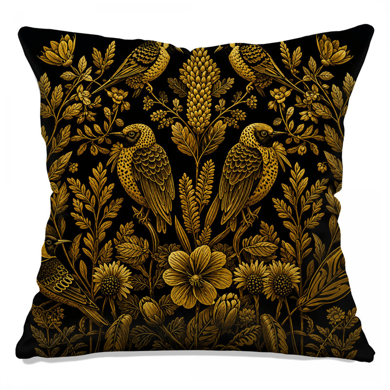 Coussins Golden Birds Botanical, 14 X 14 pouces