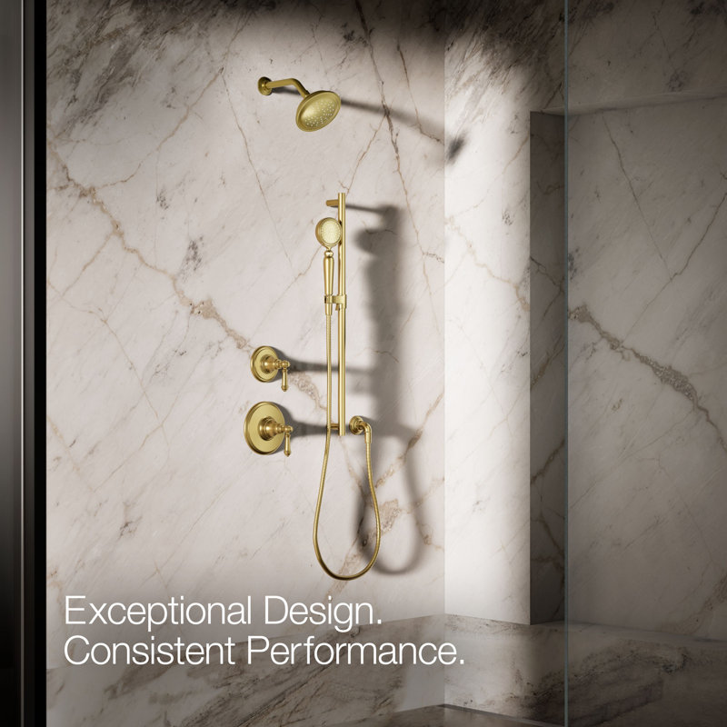 Artifacts Full/Standard Handheld Shower Head with Katalyst Air Induction Spray, Vibrant Brushed Moderne Brass, 1.75 GPM