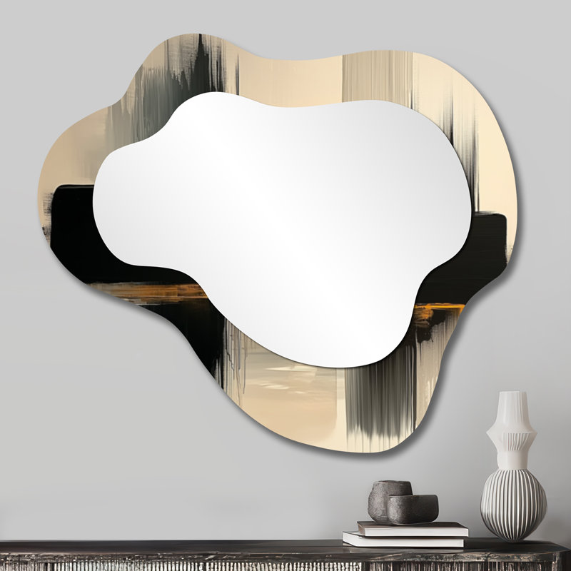 Miroir mural moderne noir et jaune sans limites, 25 po x 28 po