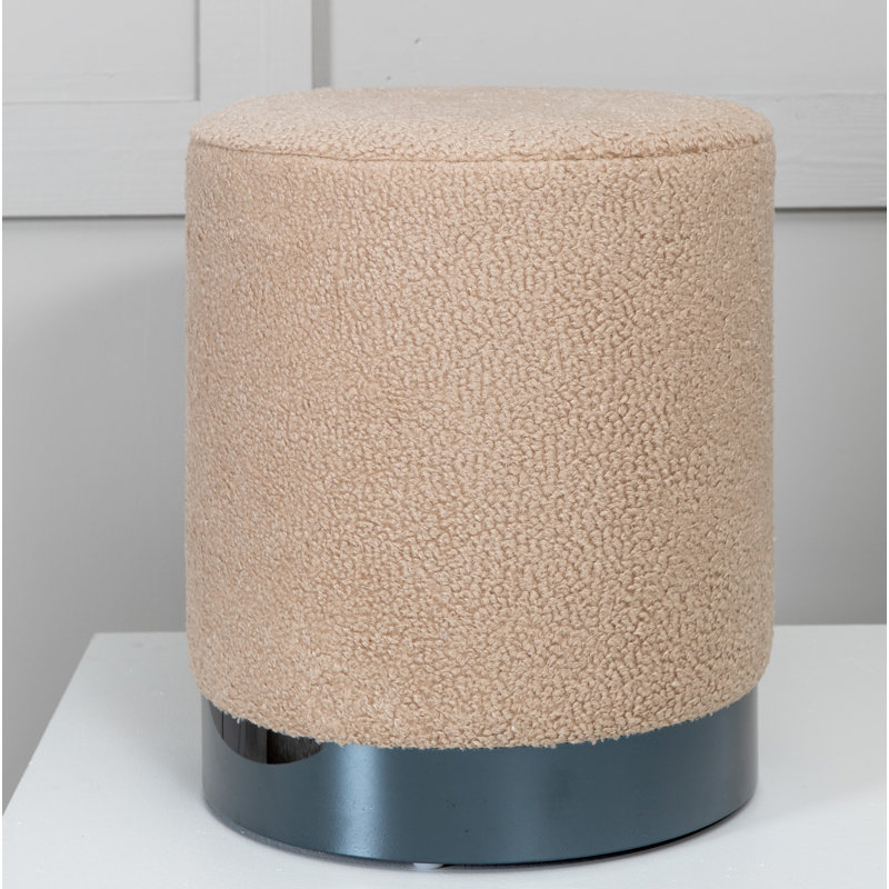 Hosea 35cm Wide Round Pouf Ottoman, Black, Beige