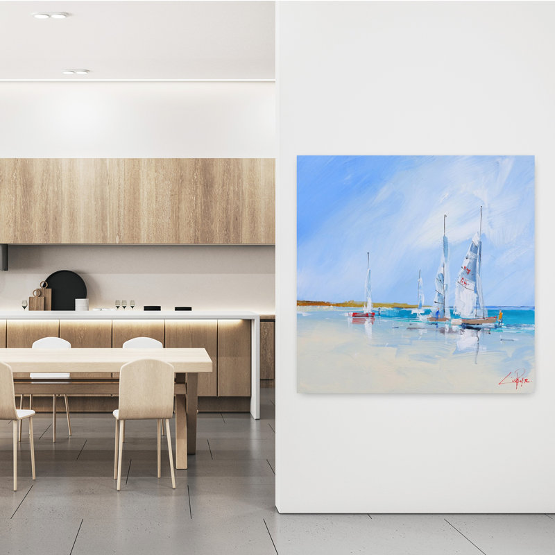 Aspendale, art abstrait de l'océan côtier, H 48 po x l 48 po