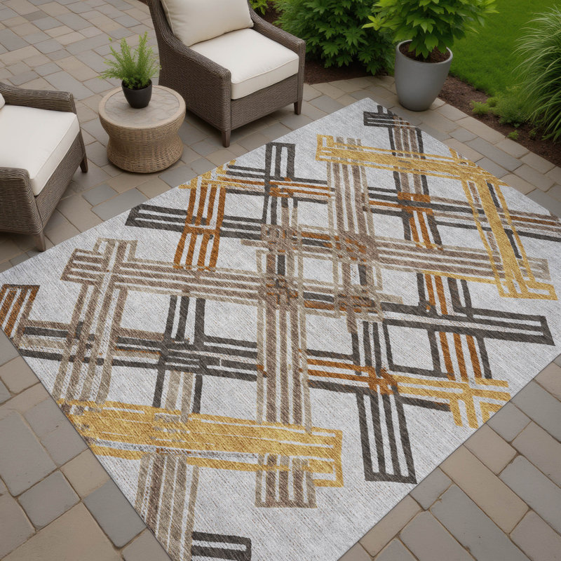 Machine Washable Indoor/Outdoor Chantille ACN2452 Geometric Rug, Gray, 2'6" x 3'10"