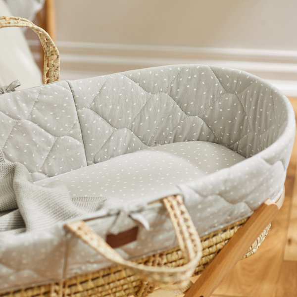 Linen Blend Fitted Moses Basket Fitted Sheet, Grey