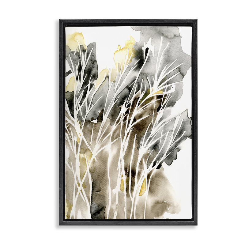 Toile flottante encadrée aquarelle White Strands par Regina Moore, H 31 po x l 21 po, Cadre flottant noir de jais